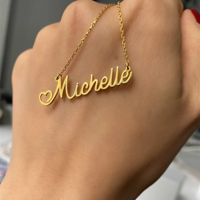 Personalized Heart Name Necklace Women Girl Wedding Jewelry