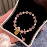 Romantic Pink Crystal Beaded Bracelet for Women Hand Chain Bracelets