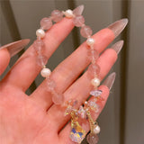 Romantic Pink Crystal Beaded Bracelet for Women Hand Chain Bracelets