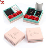 Romantic Pink Gift Boxes Jewelry Storage Cases Hand Bags Artificial Rose