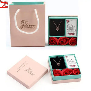 Romantic Pink Gift Boxes Jewelry Storage Cases Hand Bags Artificial Rose