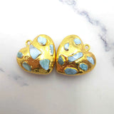 Pretty Heart Shape Larimar Insert Pendant Plated High For DIY Jewelry
