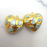 Pretty Heart Shape Larimar Insert Pendant Plated High For DIY Jewelry
