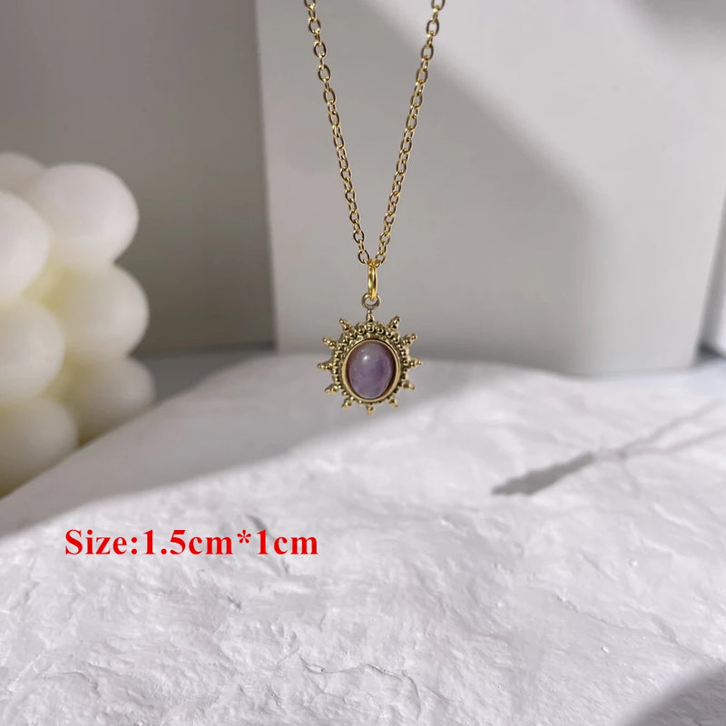 Purple Crystal Necklace Enamel Butterfly Pendant Necklace for Women