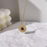 Purple Crystal Necklace Enamel Butterfly Pendant Necklace for Women