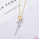 925 Sterling Silver Rose Flower Lovers' Pendant Necklace Gift