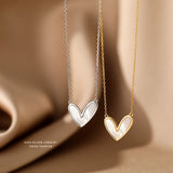Romantic S925 Silver Chain Necklace with Shell Heart Pendant
