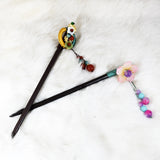 Red Pink Flower Tassel Hair Sticks Hair Chopsticks