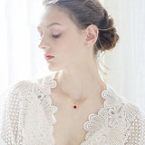 Red Zircon Double Heart Pendant Necklace for Women Rose Plated Jewelry Gift