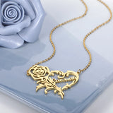 Personalized Rose Heart Name Necklace Stainless Steel Chain