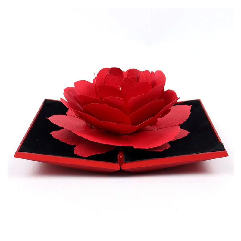 Romantic Rose Ring Box Rotating Wedding Engagement Velvet Jewelry Display