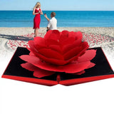 Romantic Rose Ring Box Rotating Wedding Engagement Velvet Jewelry Display