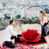 Romantic Rose Ring Box Rotating Wedding Engagement Velvet Jewelry Display