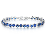 Romantic Round Sapphire Zircon Bracelets Bangles Silver Bracelet