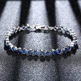 Romantic Round Sapphire Zircon Bracelets Bangles Silver Bracelet