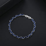 Romantic Round Sapphire Zircon Bracelets Bangles Silver Bracelet