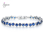 Romantic Round Sapphire Zircon Bracelets Bangles Silver Bracelet