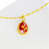 Ruby Stone Necklace for Women's Wedding Gift with Diamond Inlaid Charms