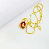 Ruby Stone Necklace for Women's Wedding Gift with Diamond Inlaid Charms