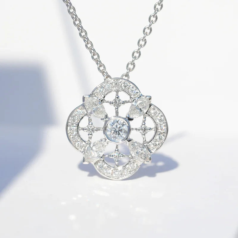 Romantic Silver Plate Zircon Pendant Necklace for Women