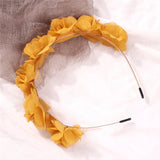 Romantic Flower Yarn Headband Yellow