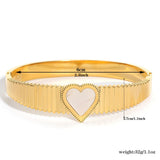 Romantic Stainless Steel Love Bangle Cuff Bracelet Heart Shell Charm Bracelets