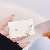 Romantic Star Zircon Earrings with Water Drop Pearl for Wedding