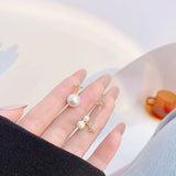 Romantic Star Zircon Earrings with Water Drop Pearl for Wedding