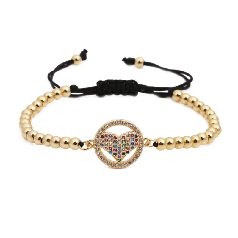 Light Yellow Heart CZ Bracelet Weave Jewelry