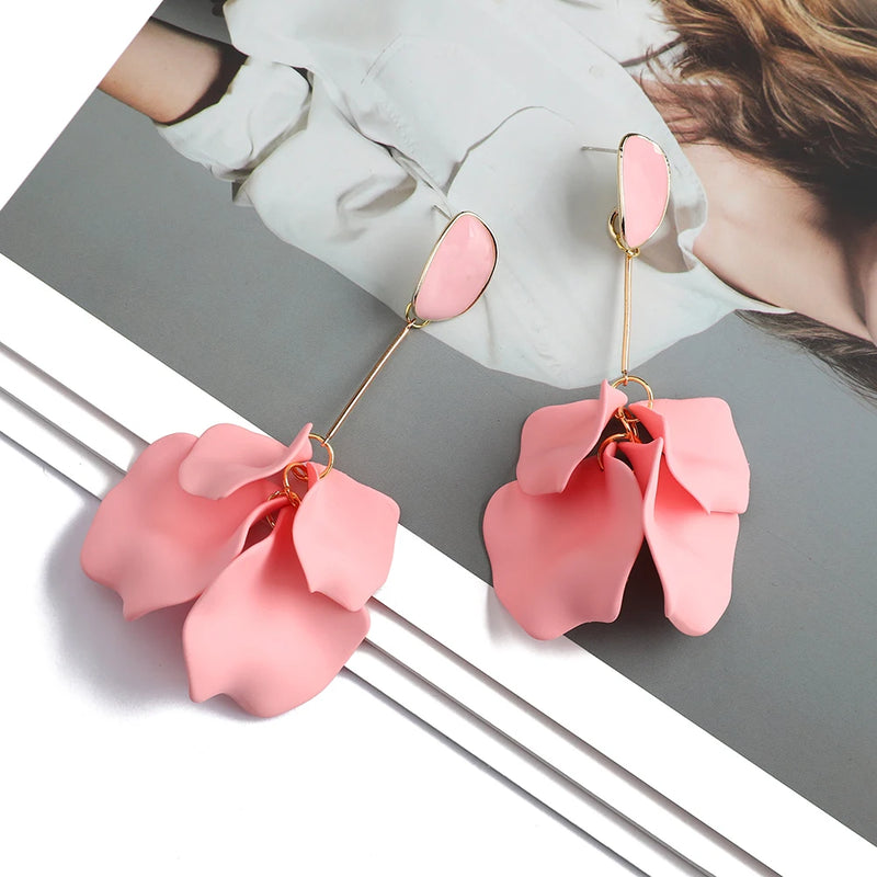 Romantic Acrylic Petal Drop Earrings for Women Girl