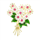 Romantic CZ Bouquet Brooch Pin Wedding Corsage Plated Bouttoniere