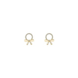 Sweet Opal Bow Stud Earrings 925 Sterling Silver Zircon Circle Earrings