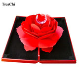 Romantic Pop Up Rose Flower Ring Case Wedding Engagement Women