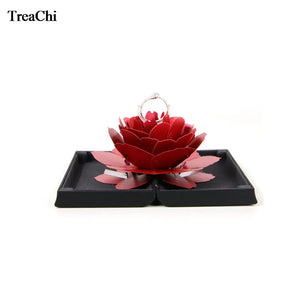 Romantic Pop Up Rose Flower Ring Case Wedding Engagement Women