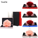 Romantic Pop Up Rose Flower Ring Case Wedding Engagement Women