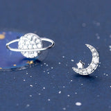 Moon Stud Earrings 925 Silver Zirconia Crystal Personalized Jewelry