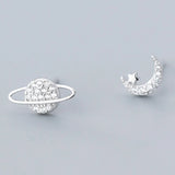 Moon Stud Earrings 925 Silver Zirconia Crystal Personalized Jewelry