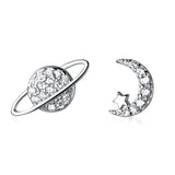 Moon Stud Earrings 925 Silver Zirconia Crystal Personalized Jewelry