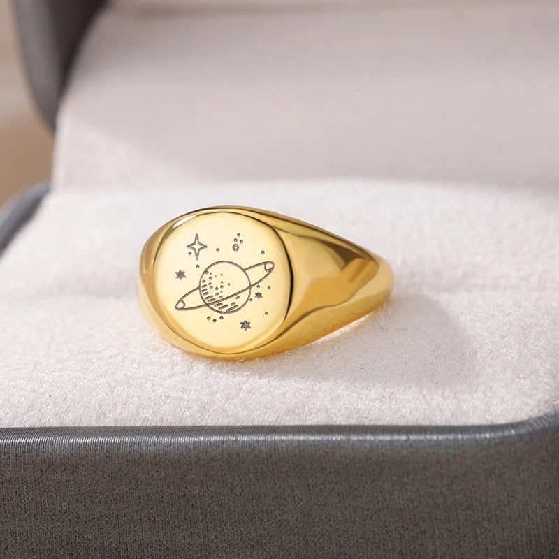 Stainless Steel Planet Rings for Women Men, Vintage Jewelry Gift