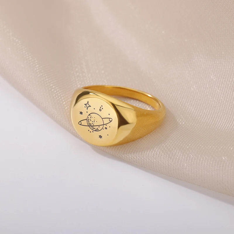 Stainless Steel Planet Rings for Women Men, Vintage Jewelry Gift