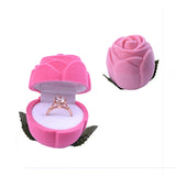 Romantic Ring Box Engagement Wedding Velvet Rose Earrings Jewelry Gift