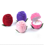 Romantic Ring Box Engagement Wedding Velvet Rose Earrings Jewelry Gift