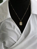 Vintage Rose Women's Necklace Stainless Steel Mirror Square Flower Pendant Chain