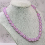 Romantic Violet Jades Stone Bead Necklace 18inch