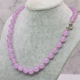 Romantic Violet Jades Stone Bead Necklace 18inch