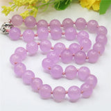 Romantic Violet Jades Stone Bead Necklace 18inch