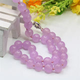 Romantic Violet Jades Stone Bead Necklace 18inch