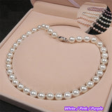 Pink Purple Pearl Necklace 10mm Diameter for Wedding