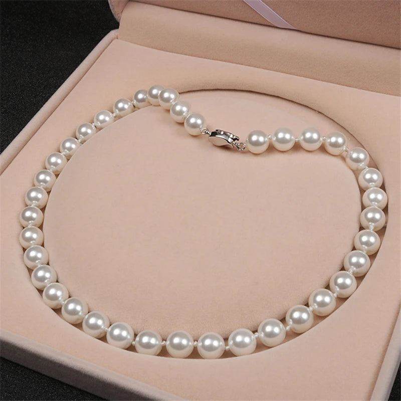 Pink Purple Pearl Necklace 10mm Diameter for Wedding