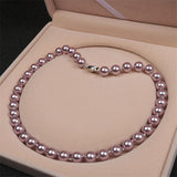 Pink Purple Pearl Necklace 10mm Diameter for Wedding